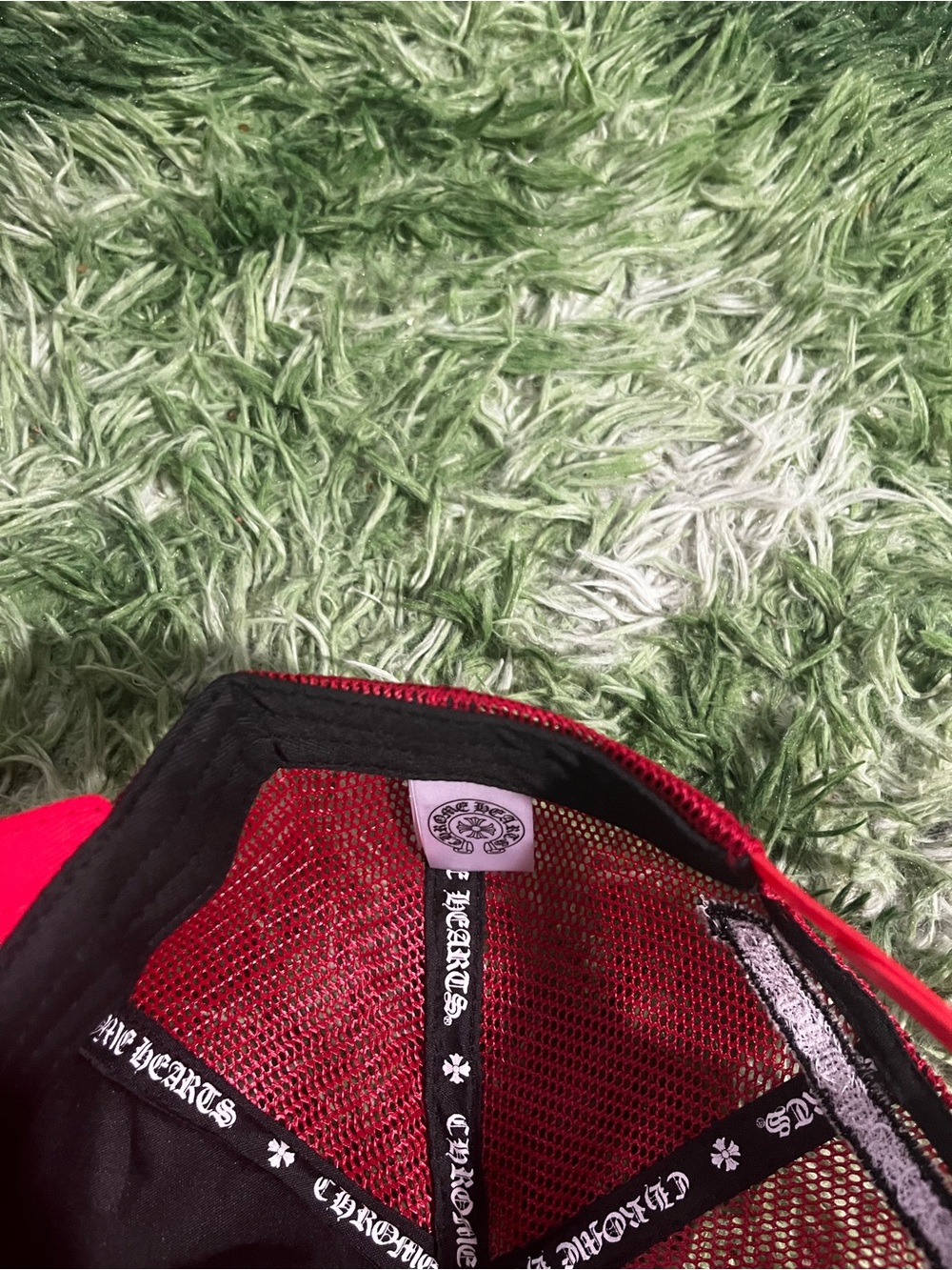 Chrome Hearts Red and White Mesh Logo Trucker Cap - Picture 3 of 3